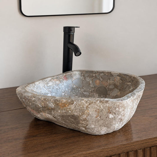 River Stone Sink | Luxury Handmade Natural Stone Over the Counter Sink