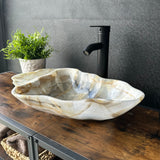 Large Beige Onyx Vessel Sink – One-of-a-Kind, Hand-Carved