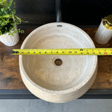Classic Travertine Round Vessel Sink – Hand-Carved, 15 in