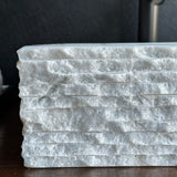 Lavabo Vessel de Mármol Blanco – Lavabo de Baño de Piedra Natural Cuadrado Hecho a Mano, Palangana de Tocador Moderna de Lujo
