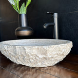 Lavabo Ovalado de Travertino Rústico | Wabi Sabi | Hecho a Mano