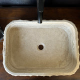 Rustic Rectangular Travertine Sink | Wabi Sabi | Handmade