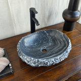 Rustic Gray Marble Stone Sink | Handmade & Natural | Luxury