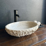 Lavabo Ovalado de Travertino Rústico | Wabi Sabi | Hecho a Mano