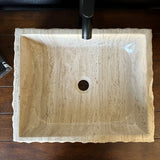 Rustic Rectangular Travertine Sink | Wabi Sabi | Handmade