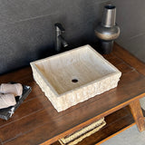 Rustic Rectangular Travertine Sink | Wabi Sabi | Handmade