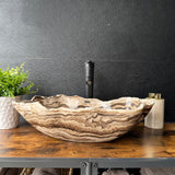 Beige Onyx Vessel Sink – One-of-a-Kind, Hand-Carved
