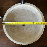 Travertine Vessel Sink | Handmade Round Fluted Natural Stone Bathroom Sink