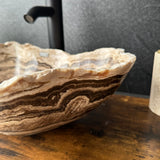 Beige Onyx Vessel Sink – One-of-a-Kind, Hand-Carved