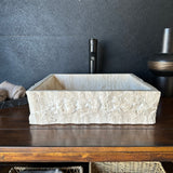Rustic Rectangular Travertine Sink | Wabi Sabi | Handmade