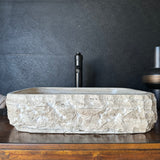 Rustic Rectangular Travertine Sink | Wabi Sabi | Handmade