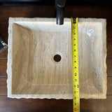 Rustic Rectangular Travertine Sink | Wabi Sabi | Handmade