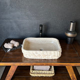 Rustic Rectangular Travertine Sink | Wabi Sabi | Handmade