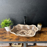Beige Onyx Vessel Sink – One-of-a-Kind, Hand-Carved