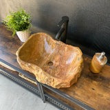 Red Travertine Rustic Sink