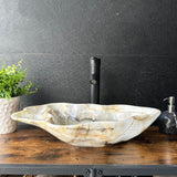 Large Beige Onyx Vessel Sink – One-of-a-Kind, Hand-Carved
