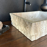 Rustic Rectangular Travertine Sink | Wabi Sabi | Handmade