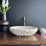 Lavabo Ovalado de Travertino Rústico | Wabi Sabi | Hecho a Mano