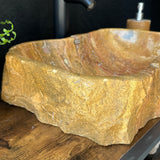 Red Travertine Rustic Sink