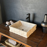Rustic Rectangular Travertine Sink | Wabi Sabi | Handmade