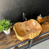Red Travertine Rustic Sink