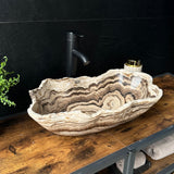 Beige Onyx Vessel Sink – One-of-a-Kind, Hand-Carved