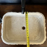 Rustic Rectangular Travertine Sink | Wabi Sabi | Handmade
