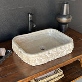 Rustic Rectangular Travertine Sink | Wabi Sabi | Handmade