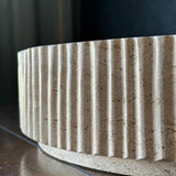 Travertine Vessel Sink | Handmade Round Fluted Natural Stone Bathroom Sink