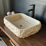Rustic Rectangular Travertine Sink | Wabi Sabi | Handmade