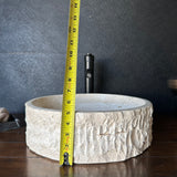 Round Handcrafted Travertine Vessel Sink – Natural Stone Bathroom Basin, Luxury Rustic Modern Vanity Sink