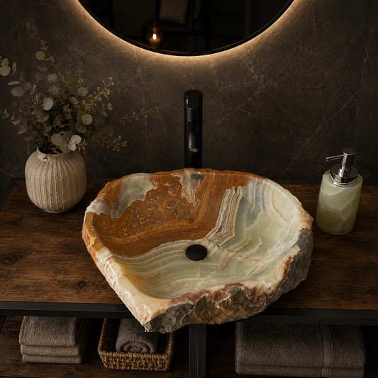 Large Rustic Green Onyx Sink