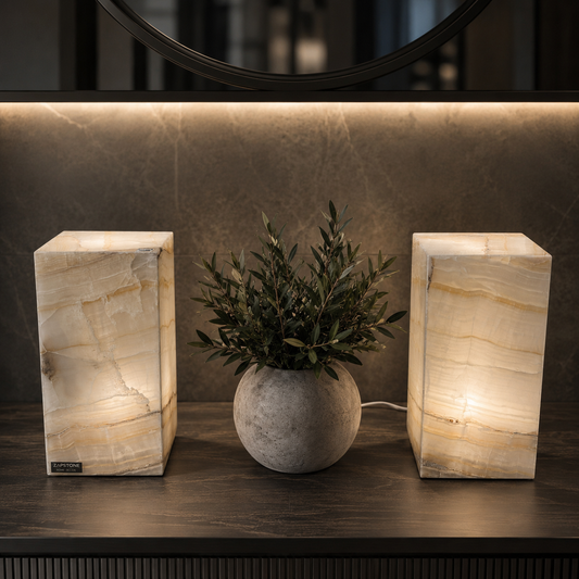 White Onyx Lamp Pair