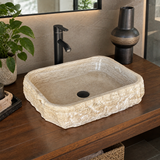 Rustic Rectangular Travertine Sink | Wabi Sabi | Handmade
