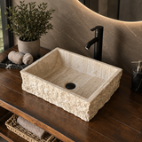 Rustic Rectangular Travertine Sink | Wabi Sabi | Handmade