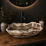 Beige Onyx Vessel Sink – One-of-a-Kind, Hand-Carved
