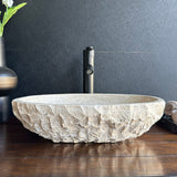Lavabo Ovalado de Travertino Rústico | Wabi Sabi | Hecho a Mano