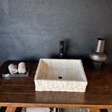 Rustic Rectangular Travertine Sink | Wabi Sabi | Handmade