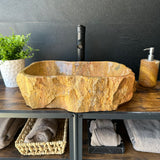 Red Travertine Rustic Sink