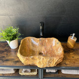 Red Travertine Rustic Sink