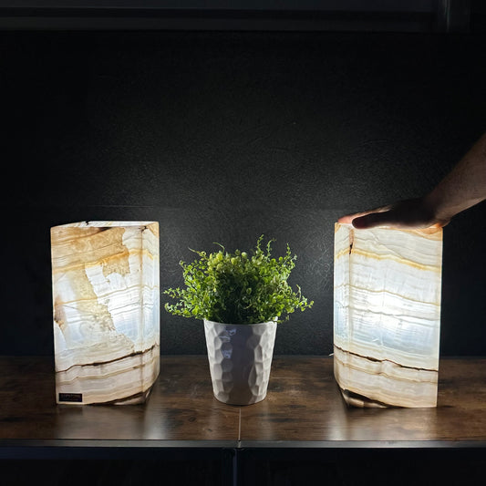 White Onyx Lamp Pair