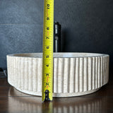 Travertine Vessel Sink | Handmade Round Fluted Natural Stone Bathroom Sink