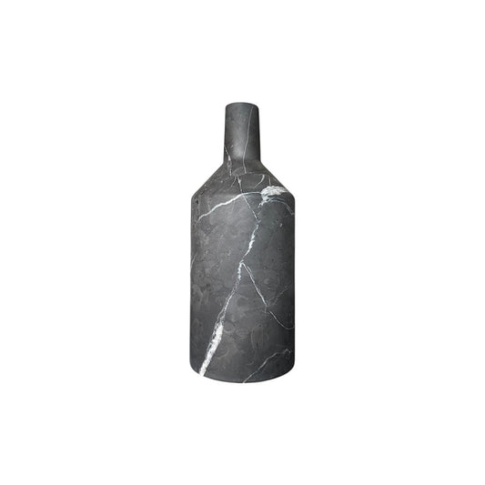 Florero de Mármol Negro Hecho a Mano | Florero Moderno de Piedra | Decoración Minimalista | Florero de Lujo de Mármol Natural