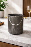 Black Marble Wine Cooler with Handles | Natural Stone Champagne Bucket | Luxury Modern Bar & Table Decor | Handmade Decor
