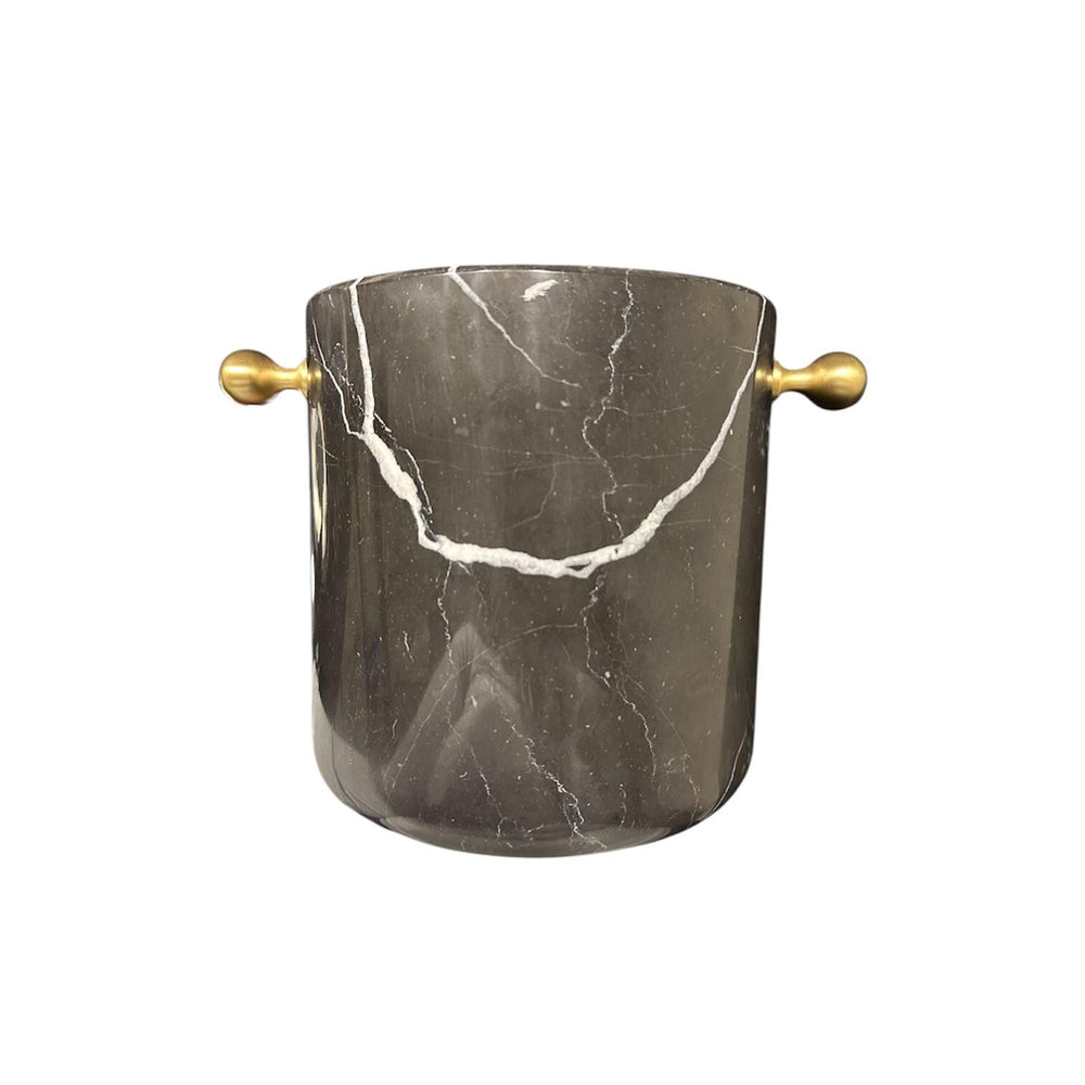 Black Marble Wine Cooler with Handles | Natural Stone Champagne Bucket | Luxury Modern Bar & Table Decor | Handmade Decor