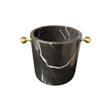 Black Marble Wine Cooler with Handles | Natural Stone Champagne Bucket | Luxury Modern Bar & Table Decor | Handmade Decor