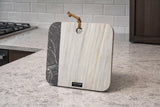 Handmade Black & White Marble Cutting Board | 10 x 10 in Natural Stone Serving Board | Matte Marble Charcuterie Board