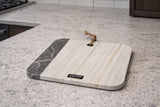 Handmade Black & White Marble Cutting Board | 10 x 10 in Natural Stone Serving Board | Matte Marble Charcuterie Board