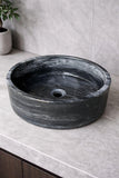 Handcrafted Marble Vessel Sink – 15.75” Round Stone Bathroom Sink, Modern Natural Marble Basin