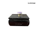 Black Marble Jewelry Box with Amethyst Knob 4.7” × 4.7" × 2.4” Handmade Stone Key Holder, Coin Holder, Jewelry Holder, Trinket Box, Catchall